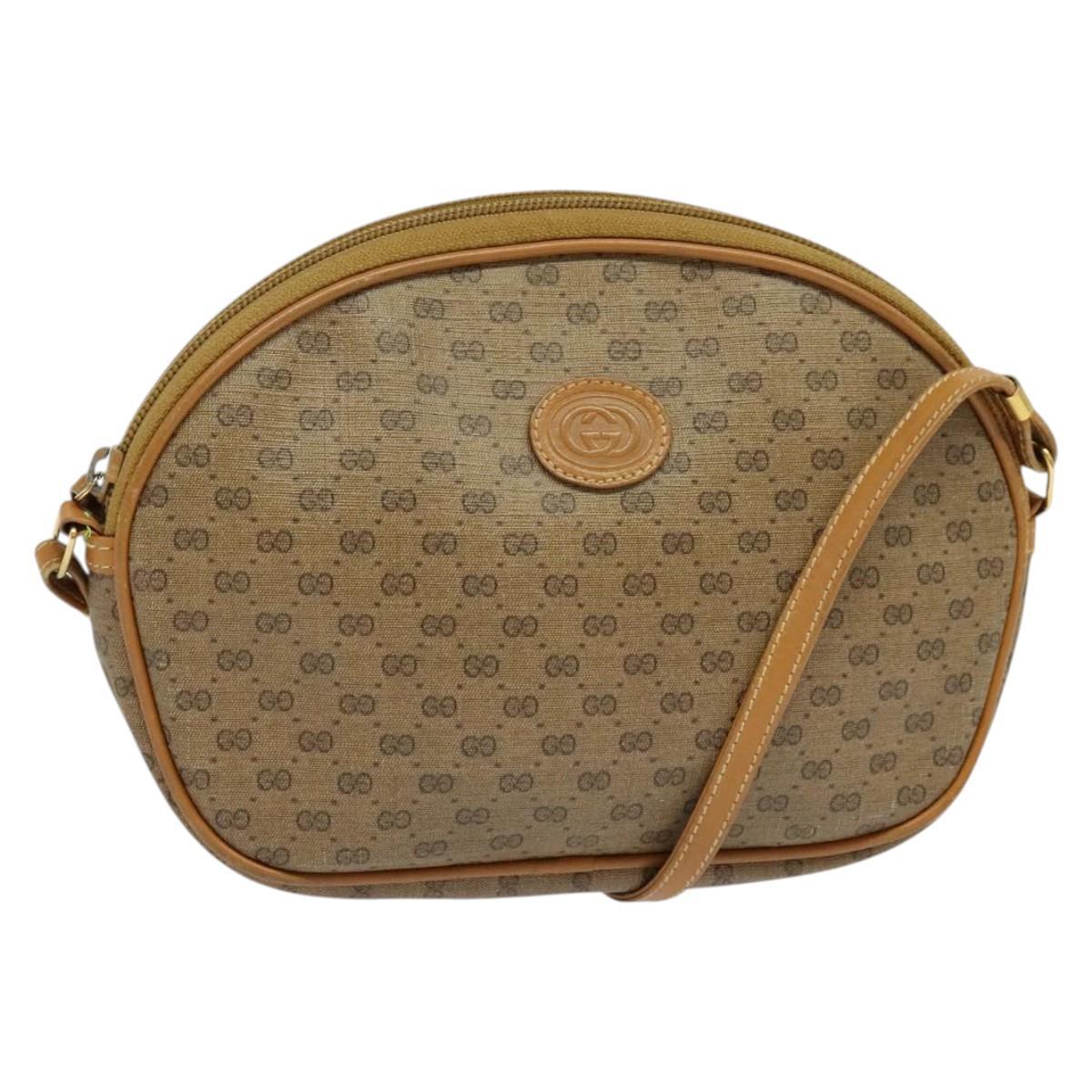 Gucci Micro Gg Supreme Shoulder Bag Pvc Beige Gold 007 983 1113 Auth Ba4814